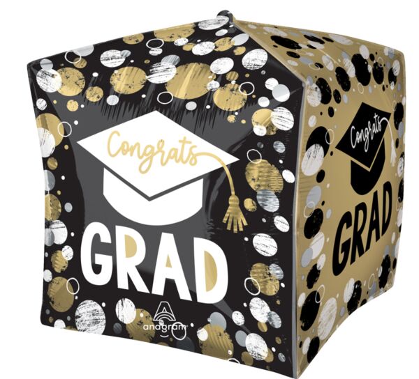 Graduation Circles and Dots Cubez Mylar Balloon 15" | 1 ct