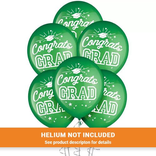 Graduation Flat Green Latex Balloons 12" | 15 ct