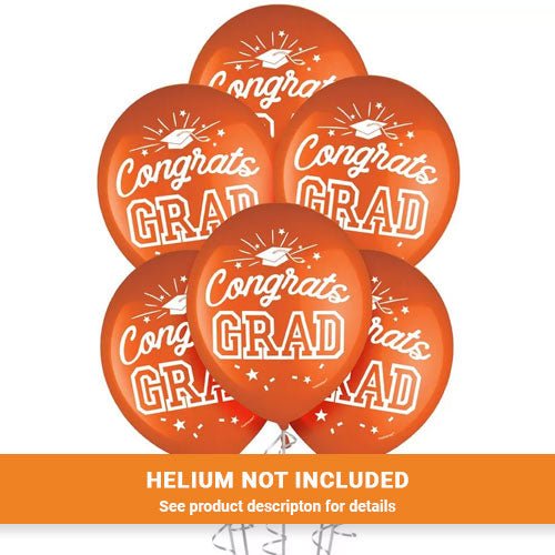 Graduation Flat Orange Latex  Balloons 12" | 15 ct