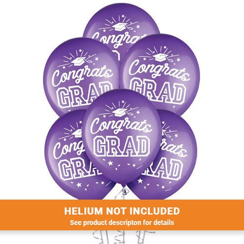 Graduation Flat Purple Latex Balloons 12" | 15 ct