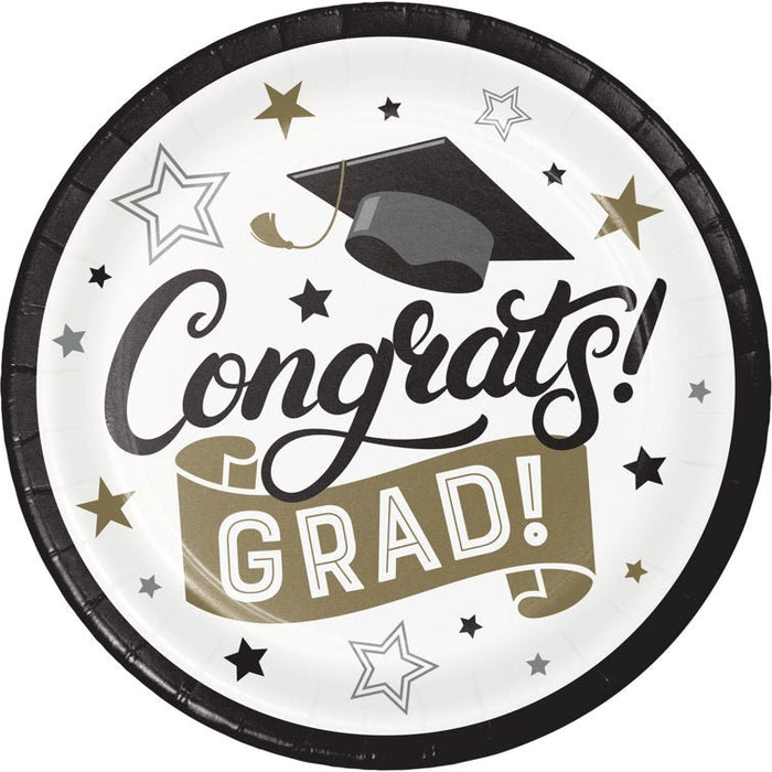 Graduation Glamor Congrats Grad Plates 9" | 8 ct