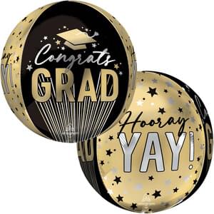 Graduation STRIPES ON STRIPES Orbz Mylar Balloon 15" | 1 ct