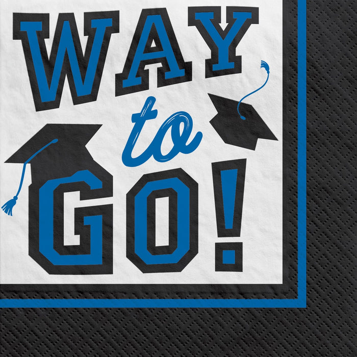 Graduation True To Your School Beverage Napkins Blue | 40 ct