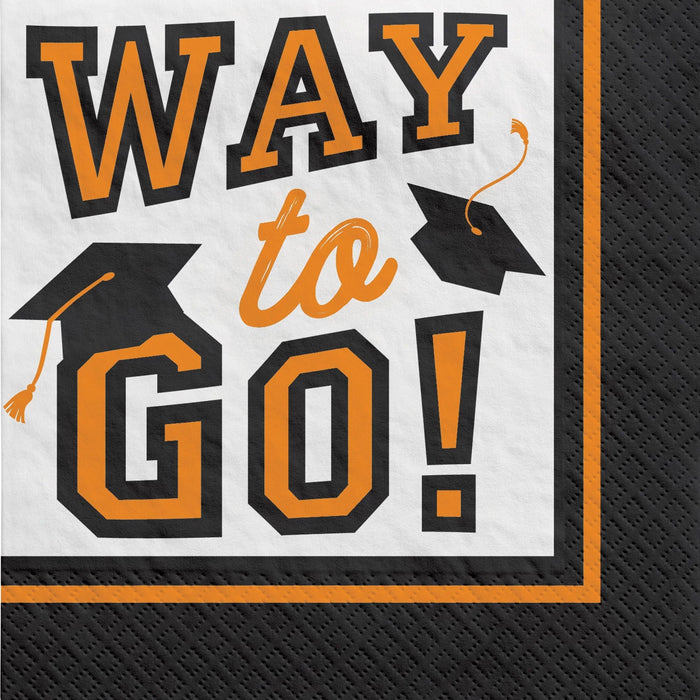 Graduation True To Your School Beverage Napkins Orange | 40 ct