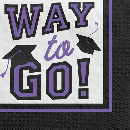 Graduation True To Your School Beverage Napkins Purple | 40 ct