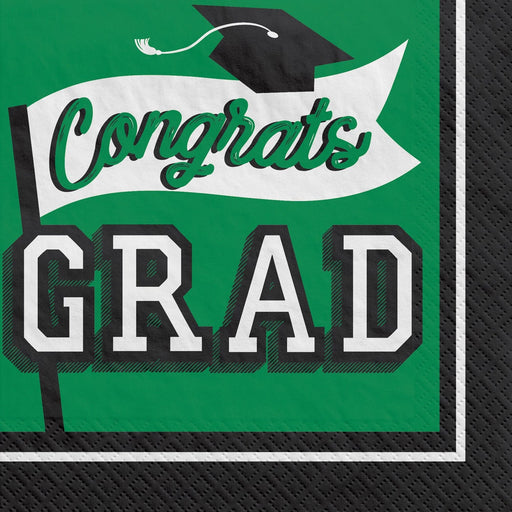 Graduation True To Your School Luncheon Napkins Green | 40 ct