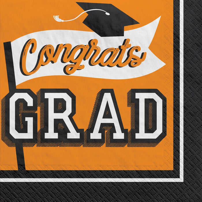 Graduation True To Your School Luncheon Napkins Orange | 40 ct