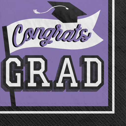 Graduation True To Your School Luncheon Napkins Purple | 40 ct
