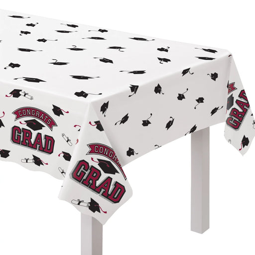 Graduation True To Your School Maroon Table Cover 54" x 102" | 1ct