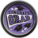 Graduation True To Your School Round Plates Purple 9" | 20 ct
