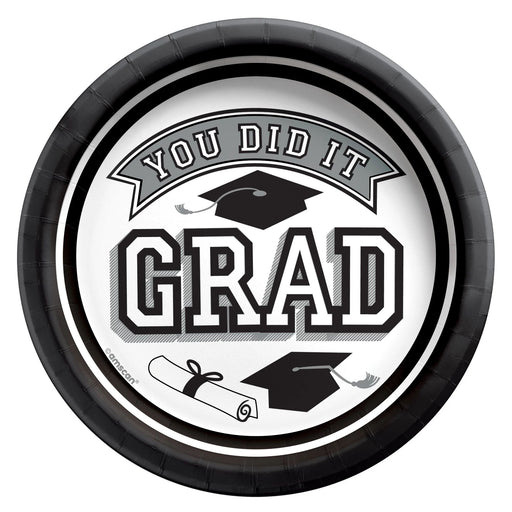 Graduation True To Your School Round Plates White 7" | 20 ct
