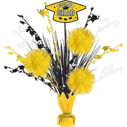 Graduation Yellow Tinsel Burst Centerpiece 18" | 1 ct
