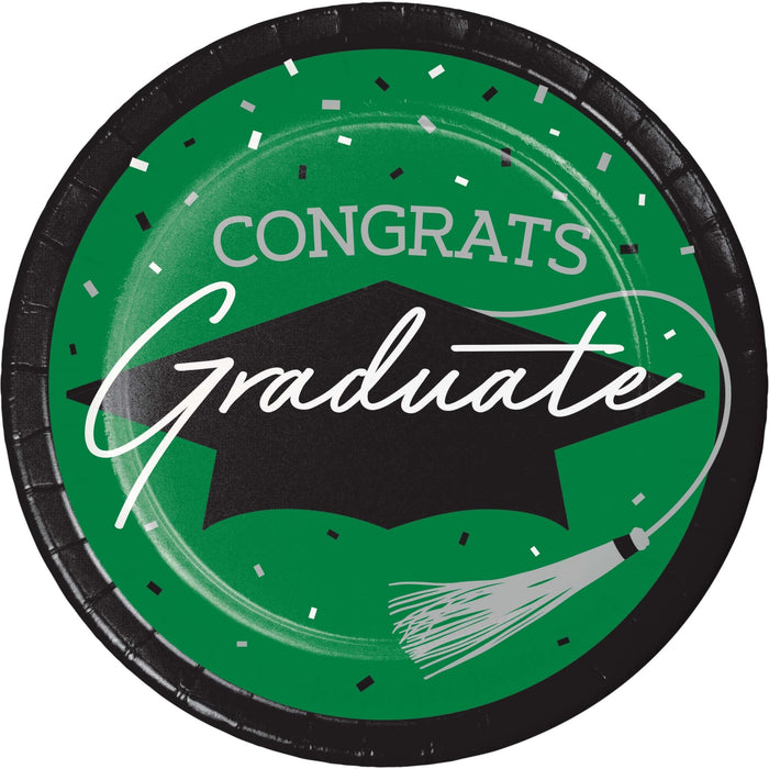 Green 7-Inch Plate School Spirit | 18ct - Party Supplies