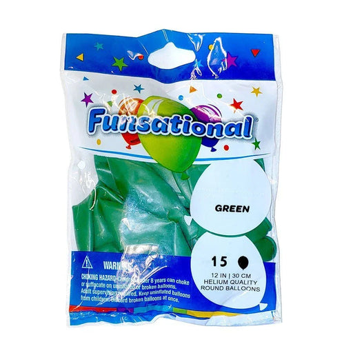 12" Funsational Latex Balloon Pack, Green | 15 ct - Zurchers