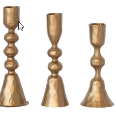 Hand - Forged Cast Iron Taper Holders, Antique Brass Finish, Set of 3 | 1ct - Zurchers