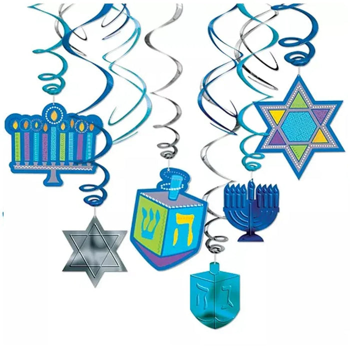 Hanukkah Hanging Swirl Decorations | 12ct - Zurchers