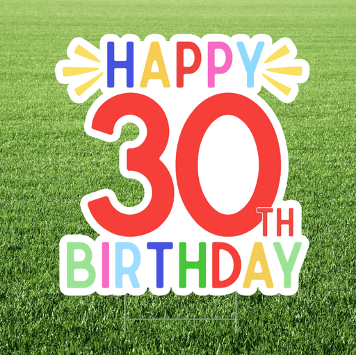 Happy 30th Birthday Multicolor Yard Sign 24x18" | 1ct