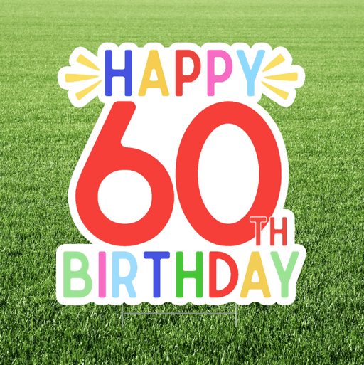 Happy 60th Birthday Multicolor Yard Sign 24x18" | 1ct