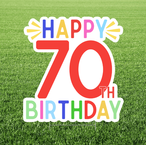 Happy 70th Birthday Multicolor Yard Sign 24x18" | 1ct