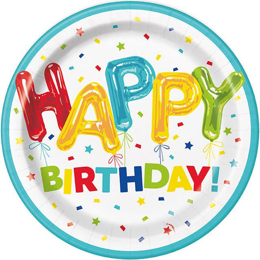 Happy Birthday Balloon Plates 9in | 8ct
