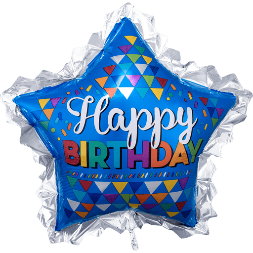 Happy Birthday Blue Star Supershape Mylar Balloon, 32'' | 1 ct - Zurchers
