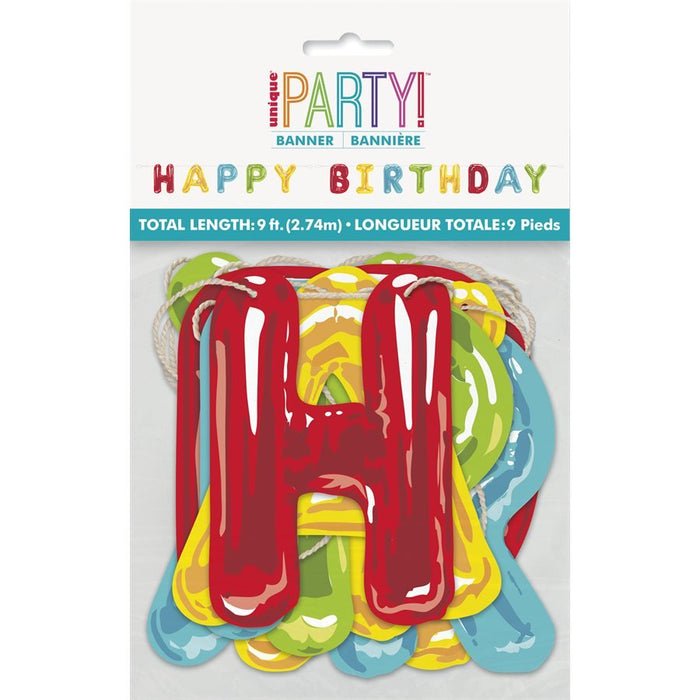 9ft Happy Birthday Paper Banner