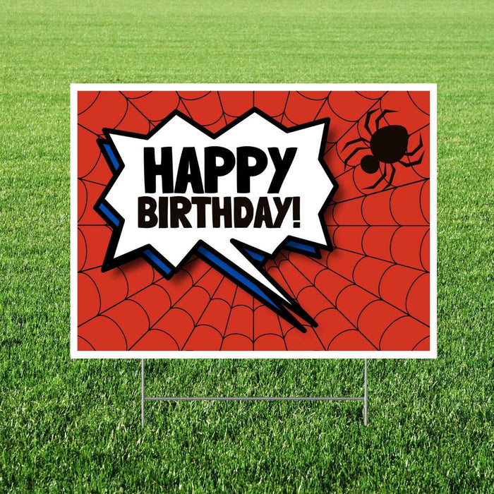 Happy Birthday Spider Web Yard Sign 24"x18" | 1ct - Zurchers