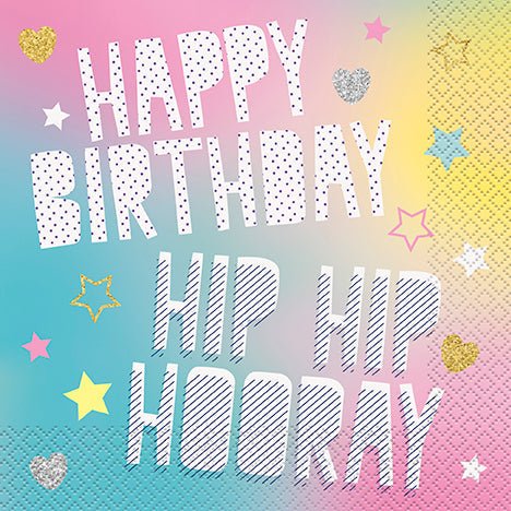 16ct Lunch Napkins Happy Birthday Hooray Unicorn - Party Supplies