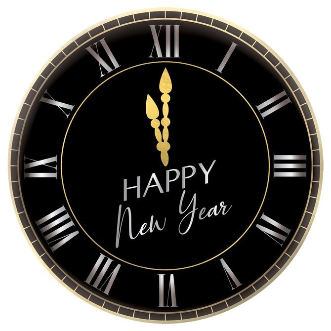 Happy New Year Clock Round Serving Platter | 1ct - Zurchers