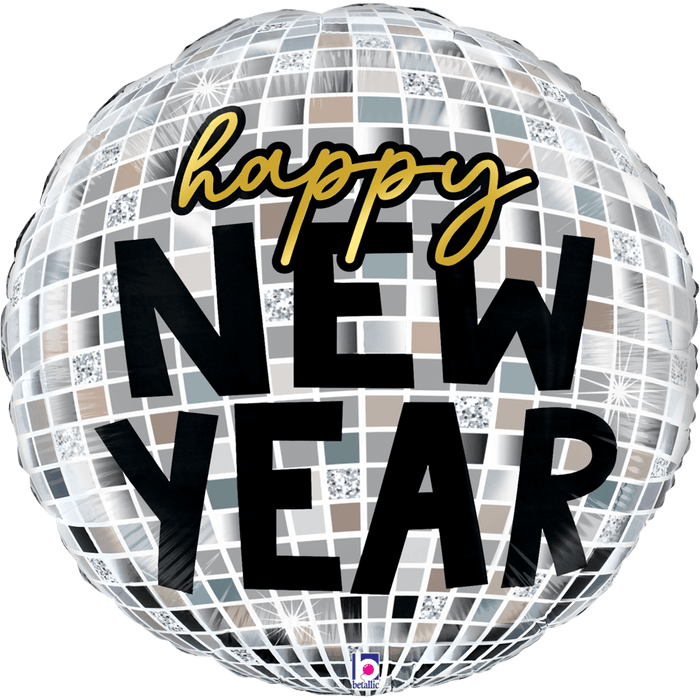 HAPPY NEW YEAR DISCO BALL SUPERSHAPE MYLAR BALLOON 28" | 1CT - Zurchers