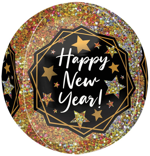 Happy New Year Gold Sparkle Orbz Mylar Balloon 16" | 1ct - Zurchers