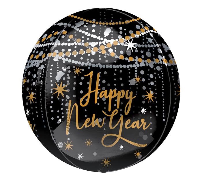 Happy NEW YEAR MIDNIGHT HOUR Orbz Mylar Balloon 16" | 1ct - Zurchers