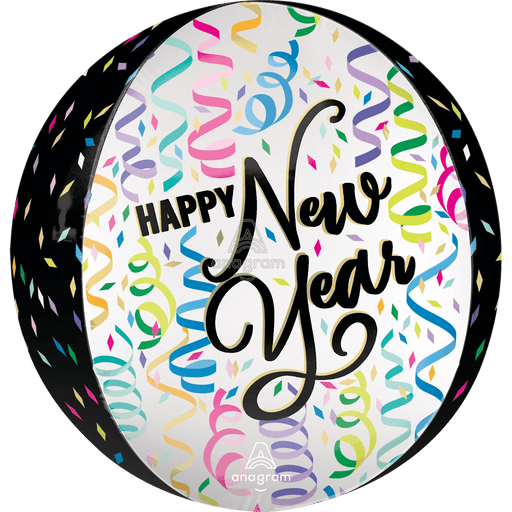 HAPPY NEW YEAR SATIN CONFETTI CHEER ORBZ 16" | 1CT - Zurchers