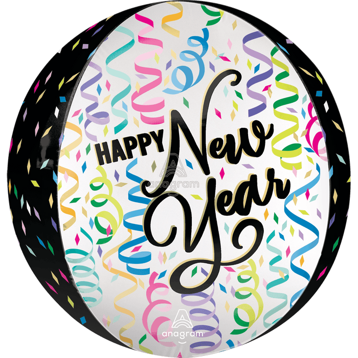HAPPY NEW YEAR SATIN CONFETTI CHEER ORBZ 16" | 1CT - Zurchers
