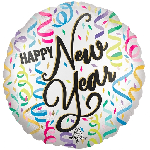 Happy New Year Satin Confetti Mylar 18" | 1ct - Zurchers