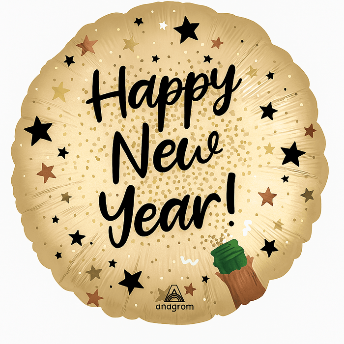 Happy New Year Satin Natural Sparkle Mylar 18" | 1ct - Zurchers