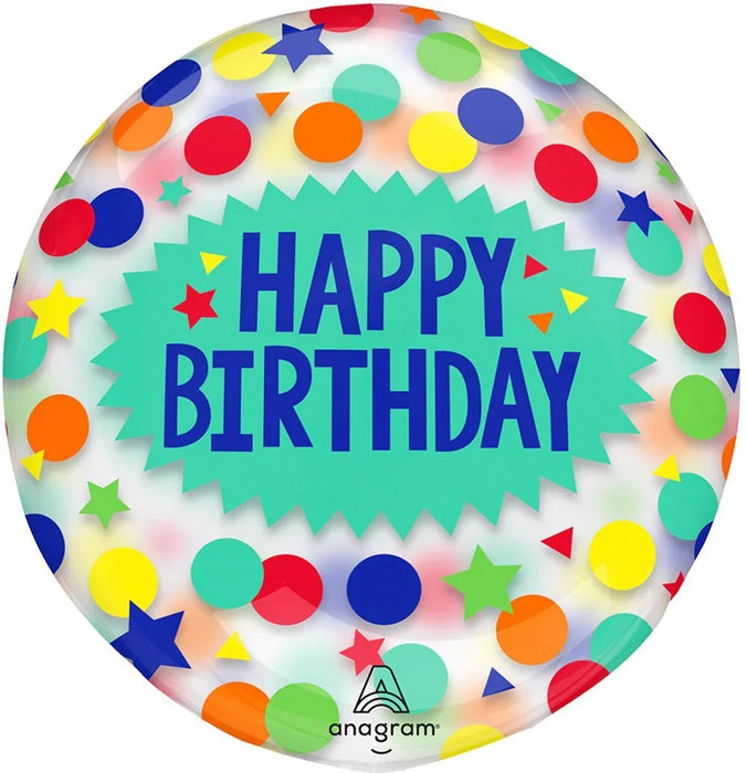Happy Birthday Dots & Stars Clearz Balloon, 18" | 1 ct - Zurchers