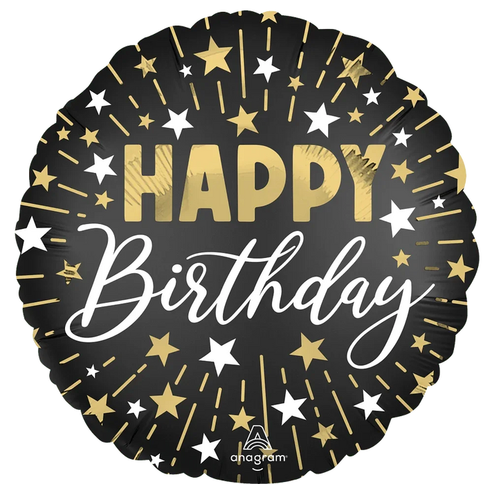 Happy Birthday Gold, Silver, & Black Mylar Balloon - 18" | 1 ct. - Zurchers