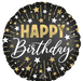 Happy Birthday Gold, Silver, & Black Mylar Balloon - 18" | 1 ct. - Zurchers