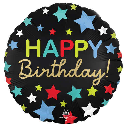 Happy Birthday Stars Satin Mylar Balloon - 18" | 1 ct. - Zurchers