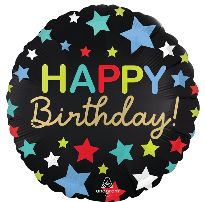 Happy Birthday Stars Satin Mylar Balloon - 18" | 1 ct. - Zurchers