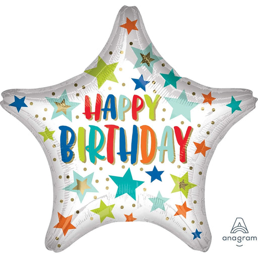 Happy Birthday Stars And Dots SuperShape Mylar Balloon 28" | 1 ct - Zurchers