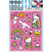 Sticker sheet with Hello Kitty and friends on a pink polka dot background