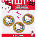Hello Kitty hanging decorations packaging with three circular designs on a white background.