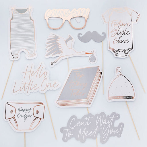 Hello Little One Baby Shower Photo Booth Props | 10ct