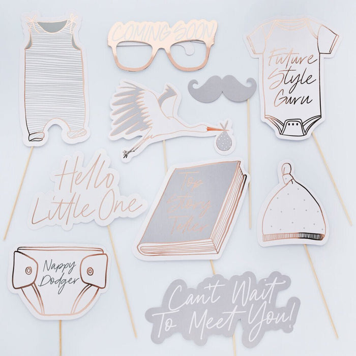 Hello Little One Baby Shower Photo Booth Props | 10ct - Zurchers