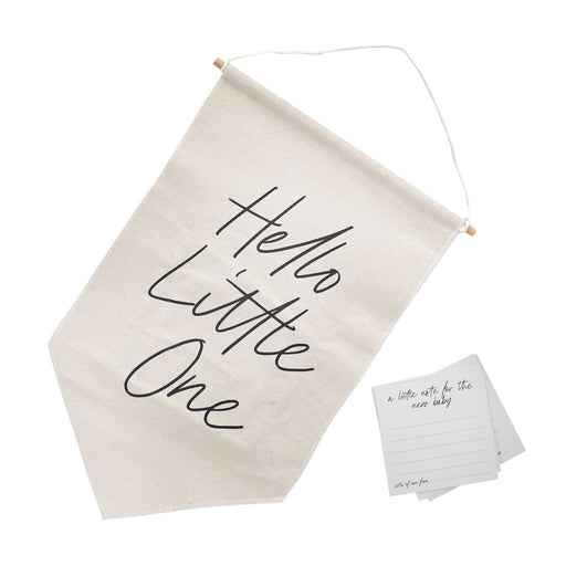Hello Little One Canvas Message Sign & Cards | 1ct
