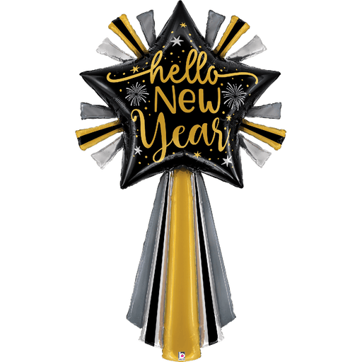 HELLO NEW YEAR SHOOTING STAR SUPERSHAPE MYLAR BALLOON 60" | 1CT - Zurchers