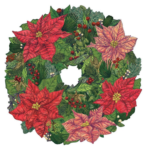 Hester & Cook Poinsettia Wreath Paper Placemats | 12ct - Zurchers