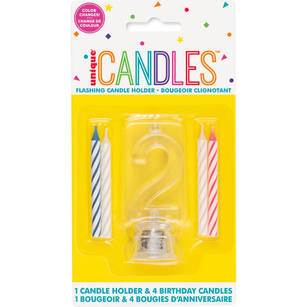 Flashing Candle Holder W/Birthday Candles #2 | 1ct